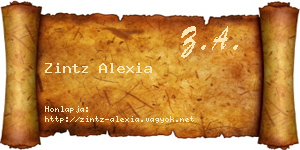 Zintz Alexia névjegykártya